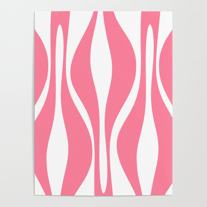 Mid Century Modern Abstract Lounge Pattern in Pink and White Poster Gallery Image 1