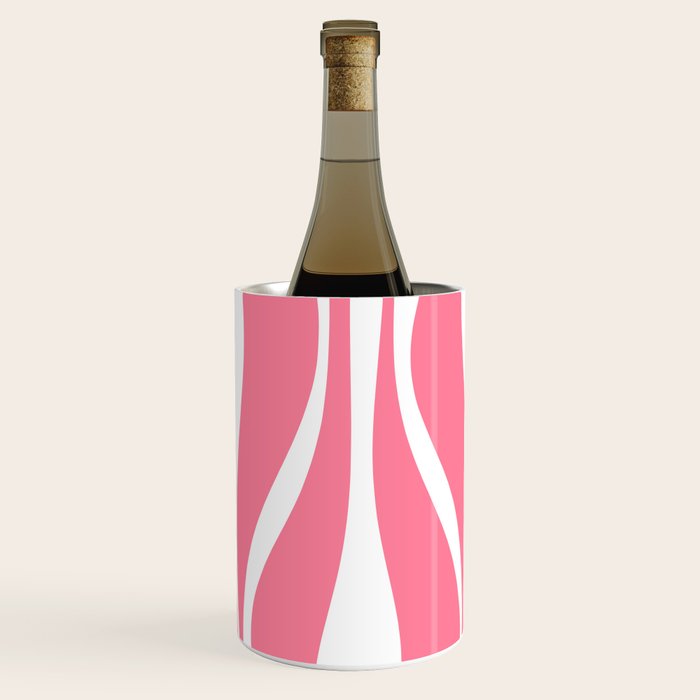 Mid Century Modern Abstract Lounge Pattern in Pink and White Wine Chiller Gallery Image 2