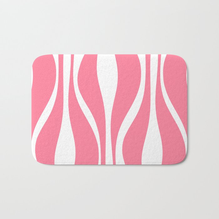 Mid Century Modern Abstract Lounge Pattern in Pink and White Bath Mat Gallery Image 1