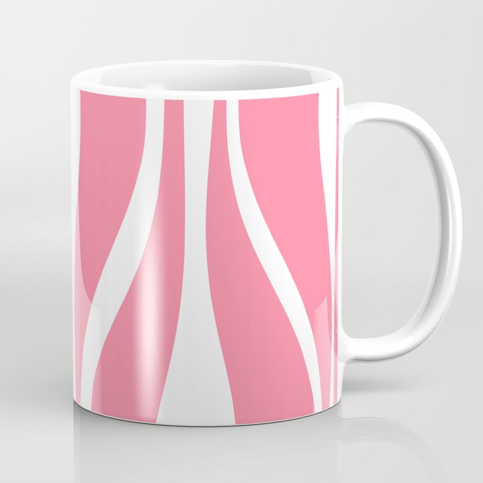 Mid Century Modern Abstract Lounge Pattern in Pink and White Coffee Mug Gallery Image 1
