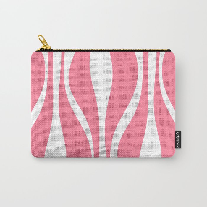 Mid Century Modern Abstract Lounge Pattern in Pink and White Carry All Pouch Gallery Image 1