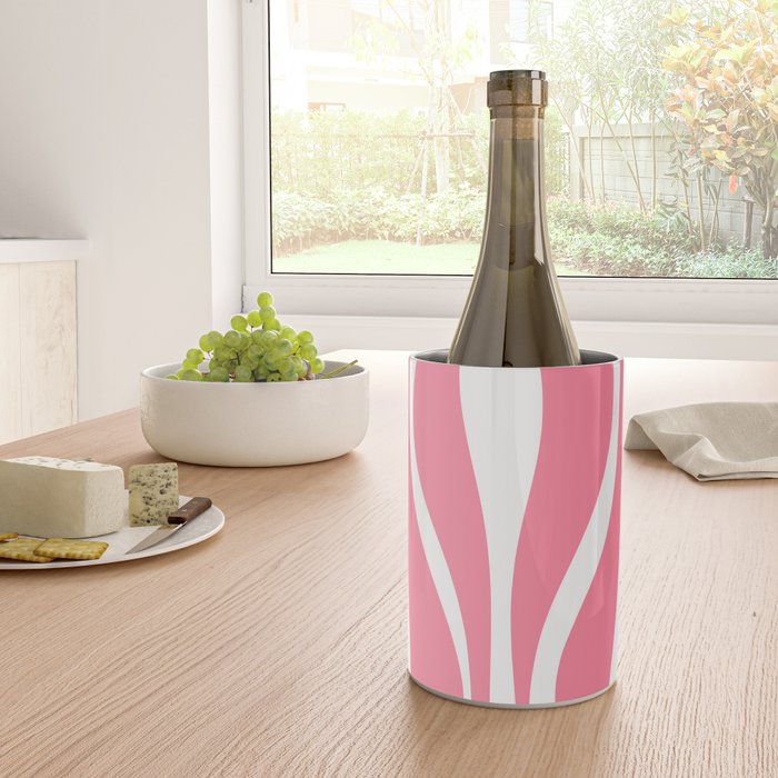 Mid Century Modern Abstract Lounge Pattern in Pink and White Wine Chiller Gallery Image 4