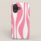 Mid Century Modern Abstract Lounge Pattern in Pink and White iPhone Case Gallery Image 1
