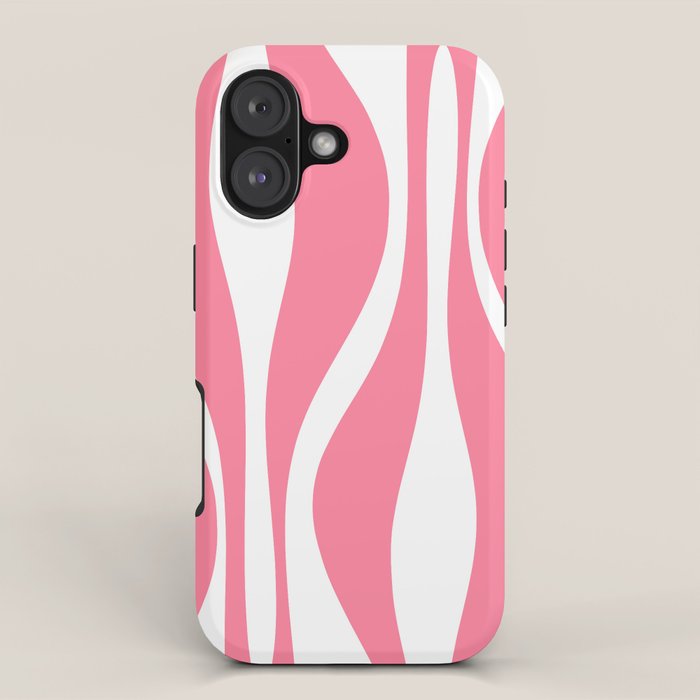 Mid Century Modern Abstract Lounge Pattern in Pink and White iPhone Case Gallery Image 1