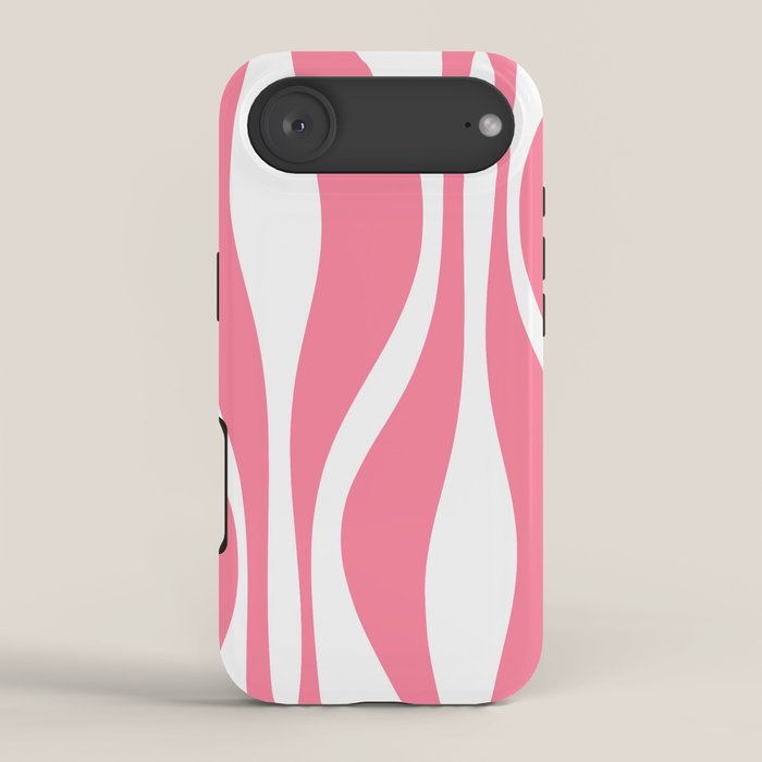 Mid Century Modern Abstract Lounge Pattern in Pink and White iPhone Case Gallery Image 2