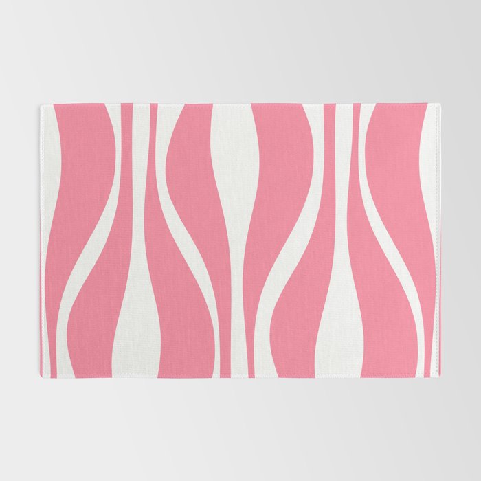 Mid Century Modern Abstract Lounge Pattern in Pink and White Rug Gallery Image 2