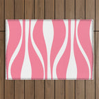 Mid Century Modern Abstract Lounge Pattern in Pink and White Outdoor Rug Gallery Image 1