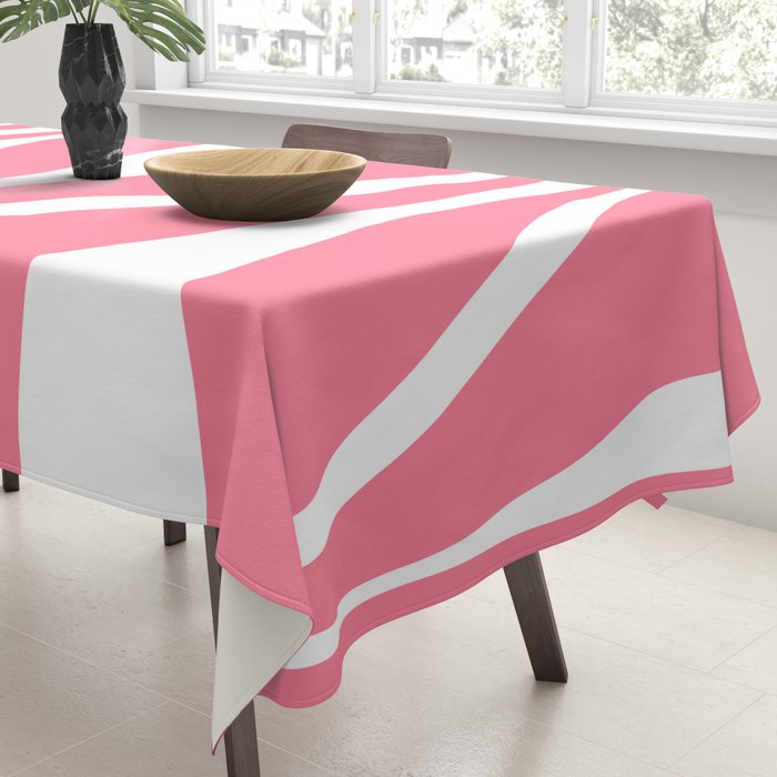 Mid Century Modern Abstract Lounge Pattern in Pink and White Tablecloth Gallery Image 3