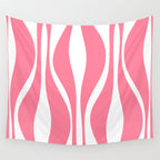 Mid Century Modern Abstract Lounge Pattern in Pink and White Wall Tapestry Gallery Image 4