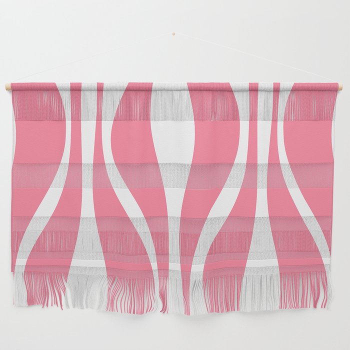 Mid Century Modern Abstract Lounge Pattern in Pink and White Wall Hanging Gallery Image 1