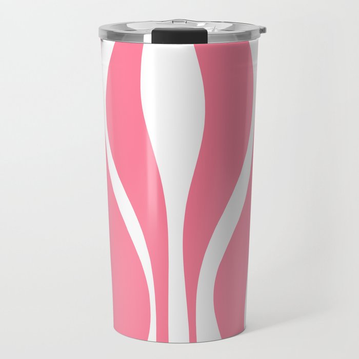 Mid Century Modern Abstract Lounge Pattern in Pink and White Travel Mug Gallery Image 1