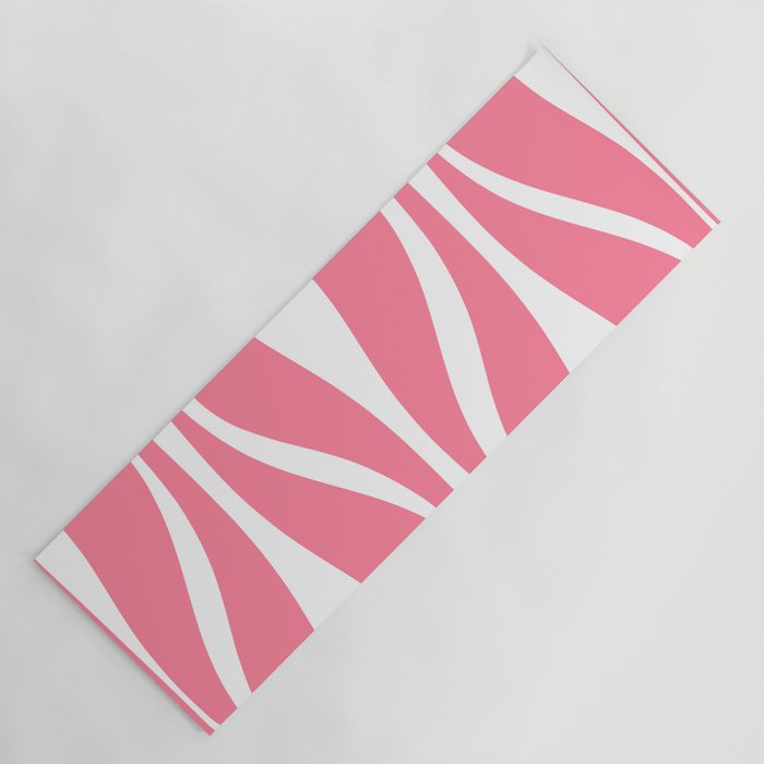 Mid Century Modern Abstract Lounge Pattern in Pink and White Yoga Mat Gallery Image 1