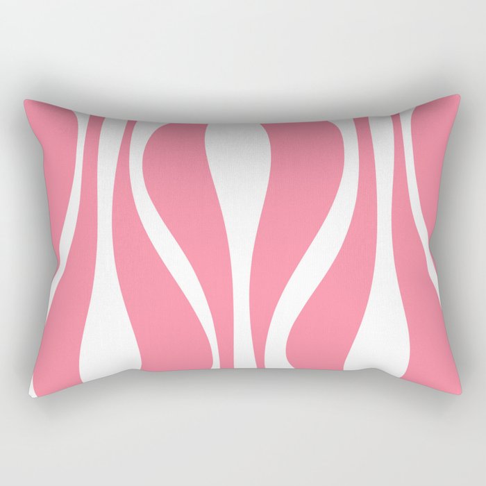 Mid Century Modern Abstract Lounge Pattern in Pink and White Rectangular Pillow Gallery Image 1