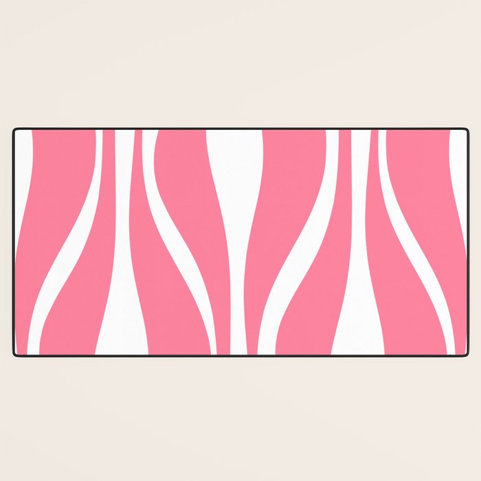 Mid Century Modern Abstract Lounge Pattern in Pink and White Desk Mat Gallery Image 3