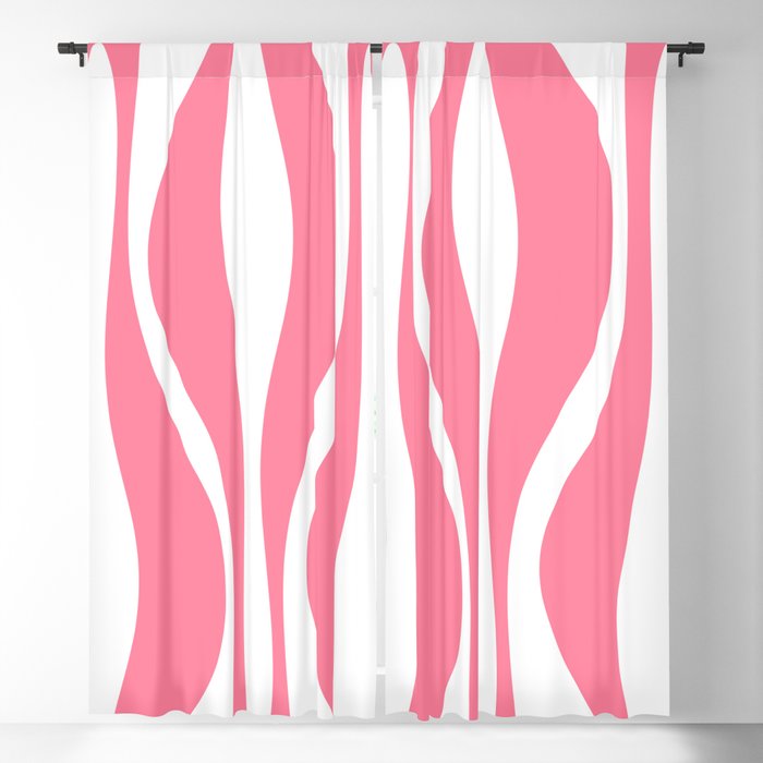 Mid Century Modern Abstract Lounge Pattern in Pink and White Window Curtain Gallery Image 1