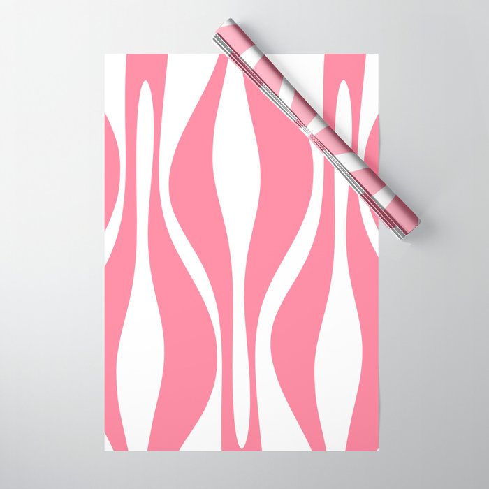 Mid Century Modern Abstract Lounge Pattern in Pink and White Wrapping Paper Gallery Image 1