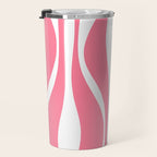 Mid Century Modern Abstract Lounge Pattern in Pink and White Travel Mug Gallery Image 3