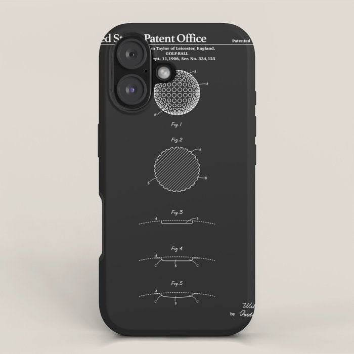 Golf Ball Patent - Black iPhone Case Gallery Image 1