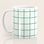 Grid Lines Green and White Geometric Pattern Coffee Mug Gallery Image 3