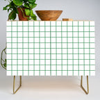 Grid Lines Green and White Geometric Pattern Credenza Gallery Image 1