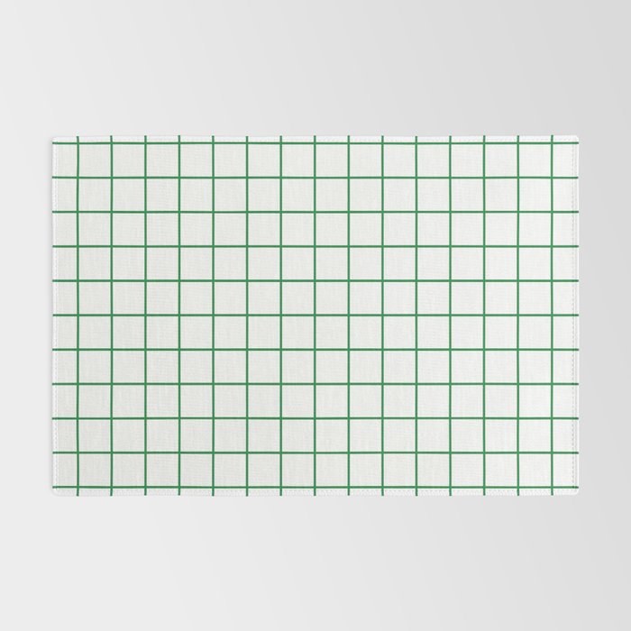 Grid Lines Green and White Geometric Pattern Rug Gallery Image 2