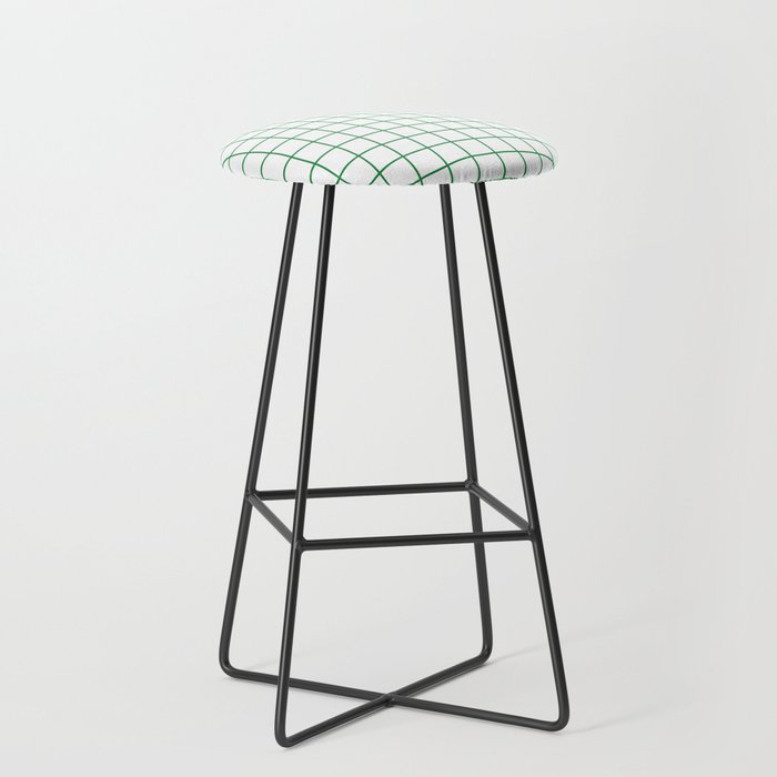 Grid Lines Green and White Geometric Pattern Stool Gallery Image 1