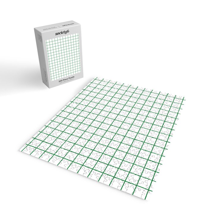 Grid Lines Green and White Geometric Pattern Jigsaw Puzzle Gallery Image 2