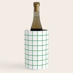 Grid Lines Green and White Geometric Pattern Wine Chiller Gallery Image 3