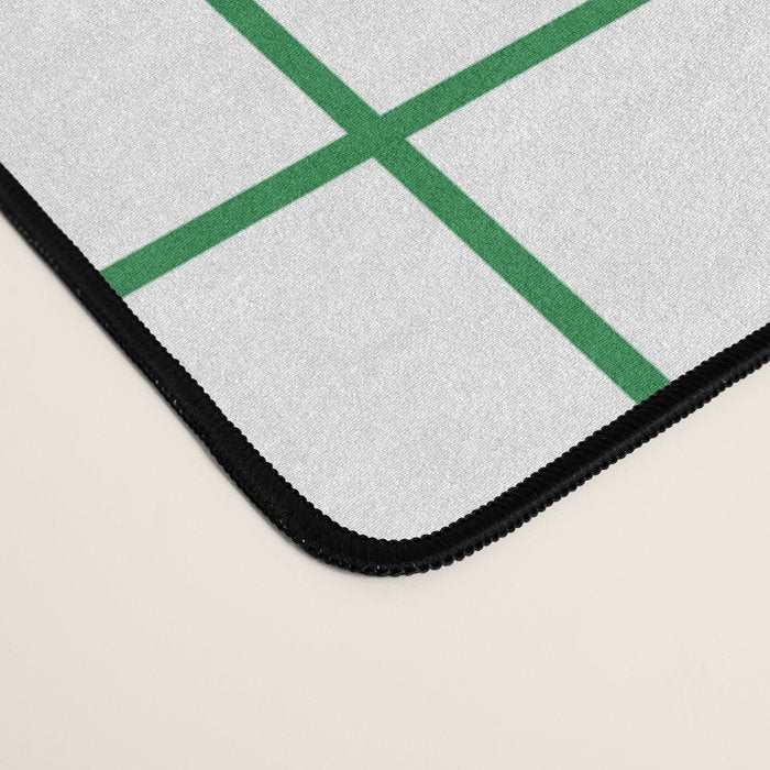 Grid Lines Green and White Geometric Pattern Desk Mat Gallery Image 4