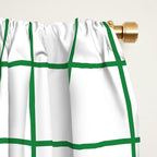 Grid Lines Green and White Geometric Pattern Window Curtain Gallery Image 2