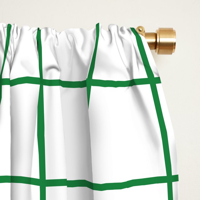 Grid Lines Green and White Geometric Pattern Window Curtain Gallery Image 2