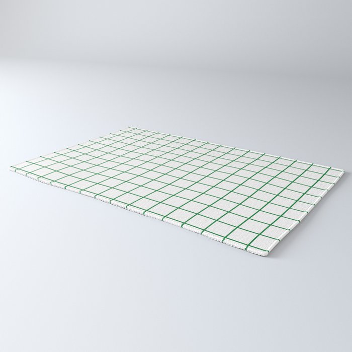 Grid Lines Green and White Geometric Pattern Rug Gallery Image 3