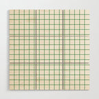 Grid Lines Green and White Geometric Pattern Wood Wall Art Gallery Image 1