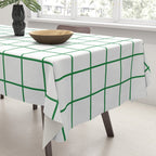 Grid Lines Green and White Geometric Pattern Tablecloth Gallery Image 3