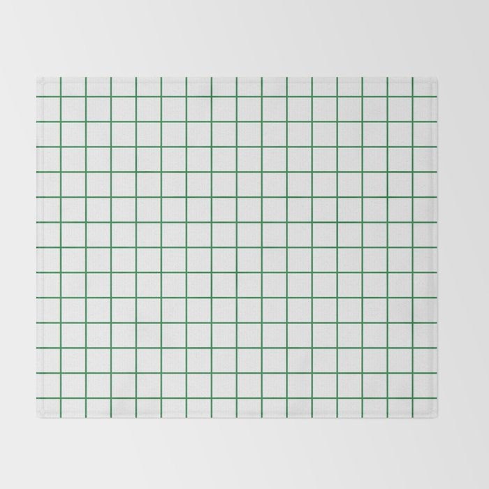 Grid Lines Green and White Geometric Pattern Throw Blanket Gallery Image 2