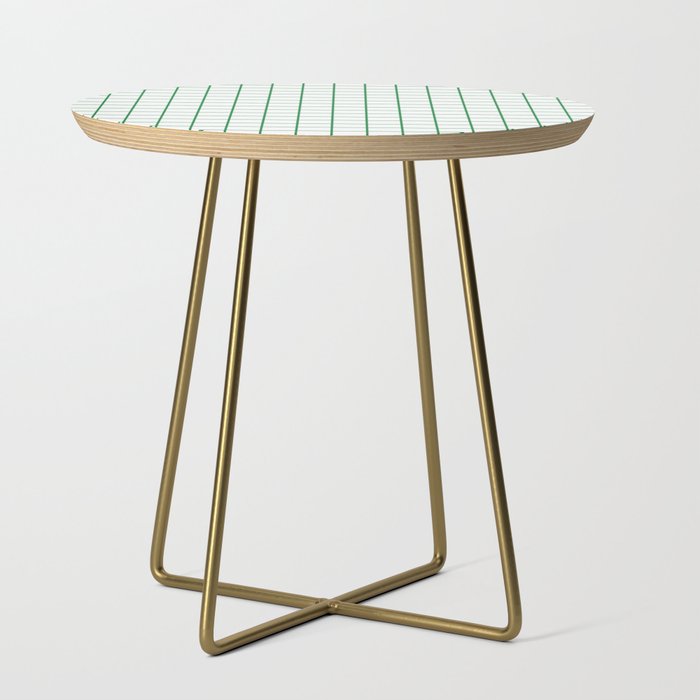 Grid Lines Green and White Geometric Pattern Side Table Gallery Image 1