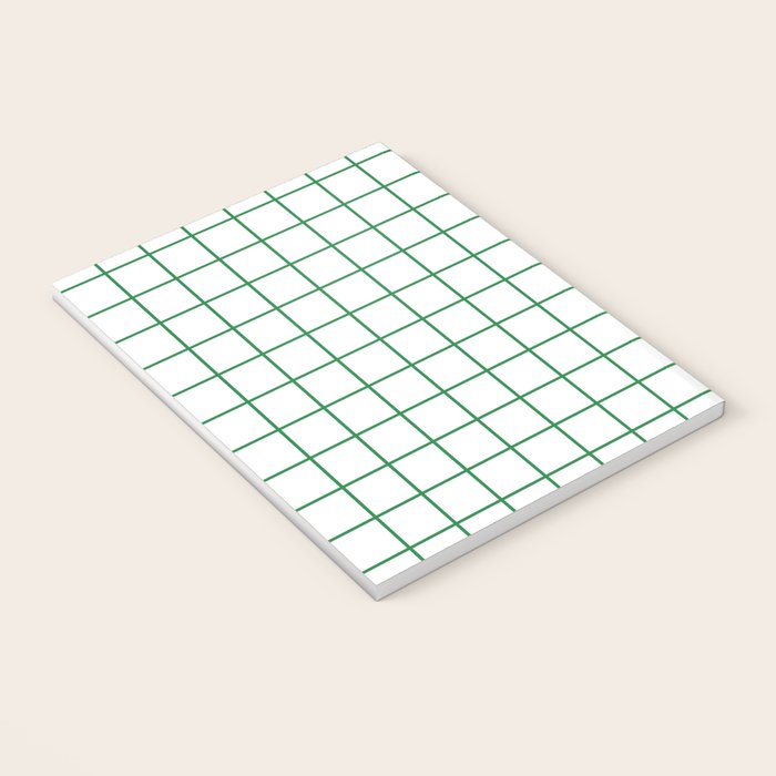 Grid Lines Green and White Geometric Pattern Notebook Gallery Image 3