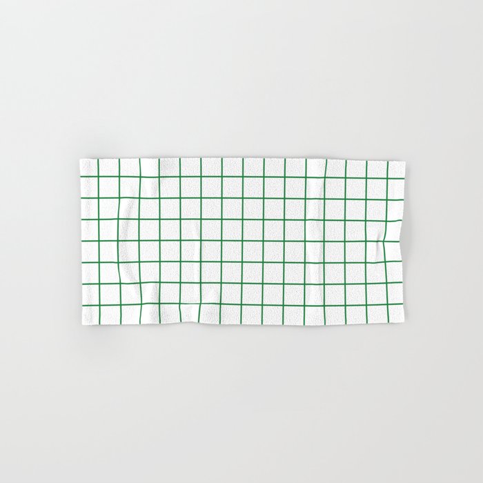 Grid Lines Green and White Geometric Pattern Bath Towel Gallery Image 1