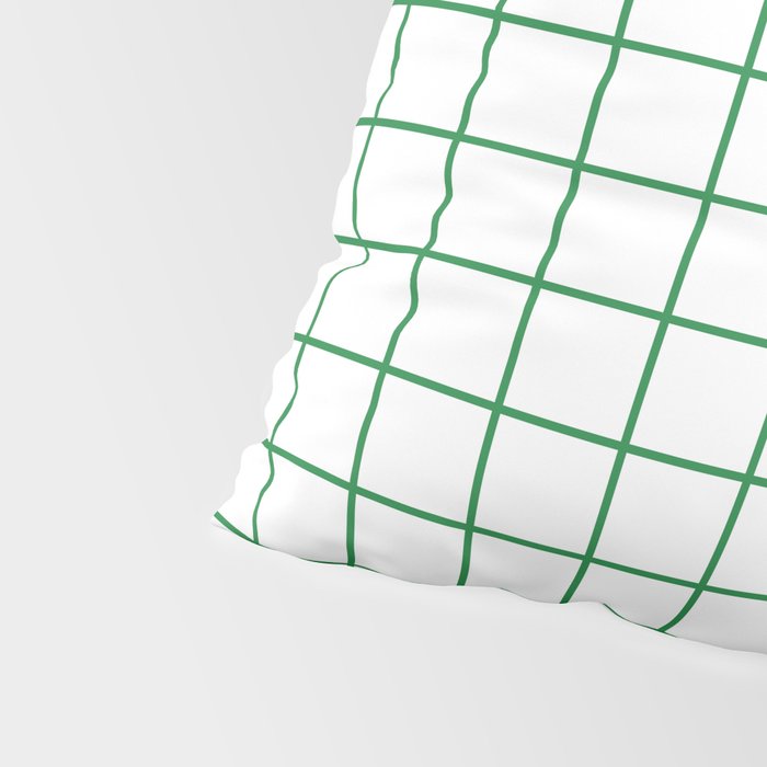 Grid Lines Green and White Geometric Pattern Pillow Sham Gallery Image 4