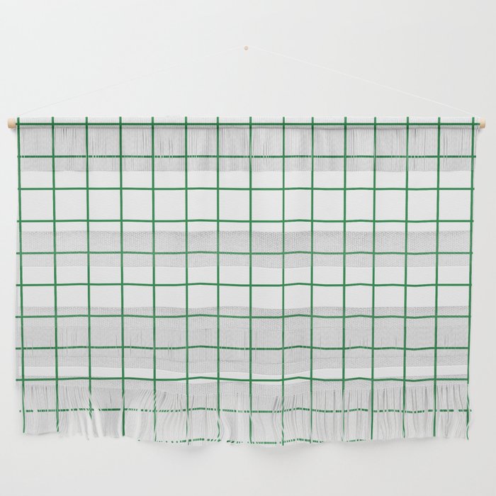Grid Lines Green and White Geometric Pattern Wall Hanging Gallery Image 1