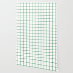 Grid Lines Green and White Geometric Pattern Wallpaper Gallery Image 2