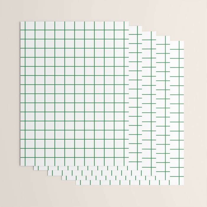 Grid Lines Green and White Geometric Pattern Wrapping Paper Gallery Image 3