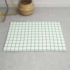 Grid Lines Green and White Geometric Pattern Rug Gallery Image 1