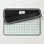 Grid Lines Green and White Geometric Pattern Laptop Sleeve Gallery Image 2