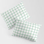 Grid Lines Green and White Geometric Pattern Pillow Sham Gallery Image 3