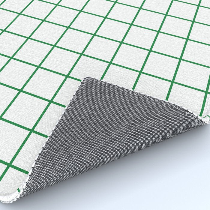 Grid Lines Green and White Geometric Pattern Rug Gallery Image 4