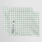 Grid Lines Green and White Geometric Pattern Placemat Gallery Image 1