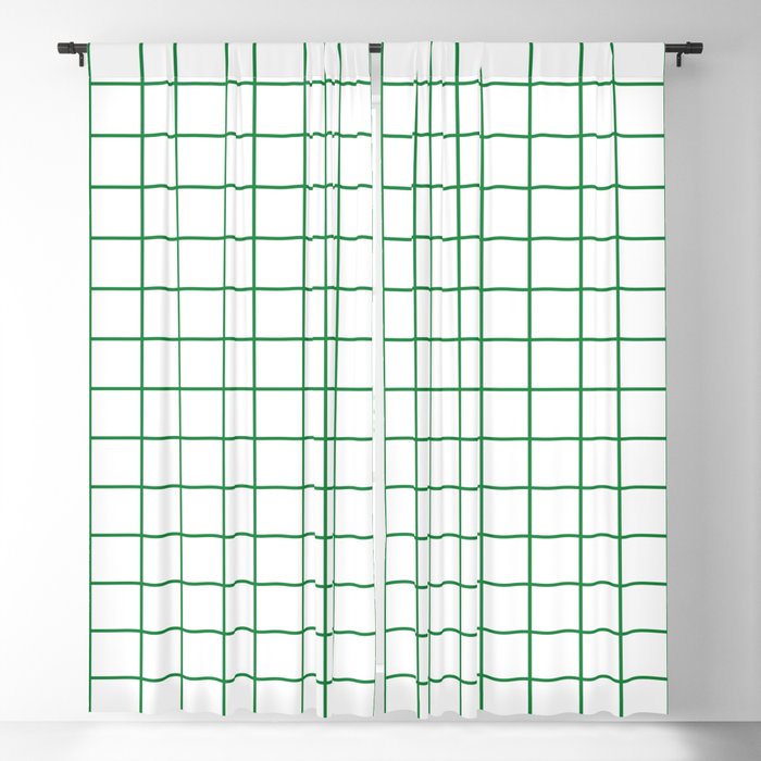 Grid Lines Green and White Geometric Pattern Window Curtain Gallery Image 5