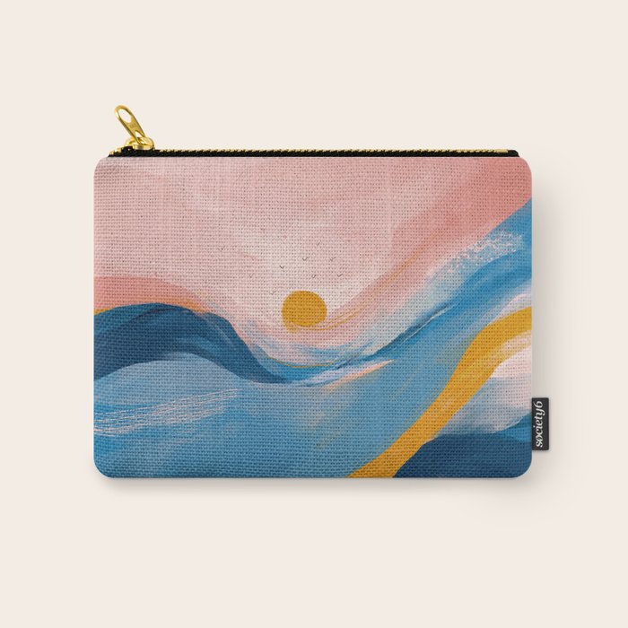 Pink and Blue Abstract Art Ocean and Sunrise Carry All Pouch Gallery Image 1