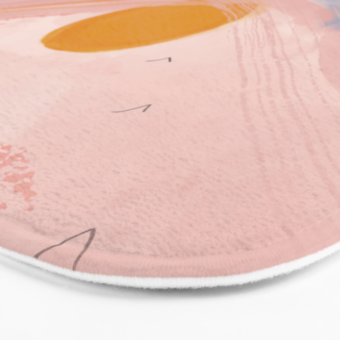 Pink and Blue Abstract Art Ocean and Sunrise Bath Mat Gallery Image 3